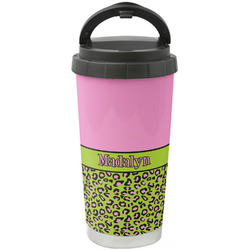 Pink & Lime Green Leopard Stainless Steel Coffee Tumbler (Personalized)
