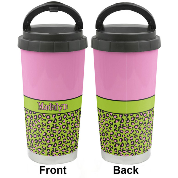 Pink & Lime Green Leopard Stainless Steel Travel Cup - Apvl