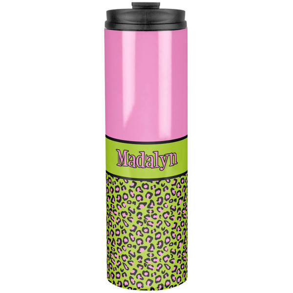 Custom Pink & Lime Green Leopard Stainless Steel Skinny Tumbler - 20 oz (Personalized)