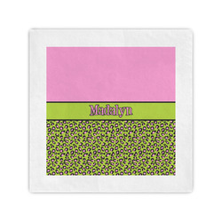 Pink & Lime Green Leopard Standard Cocktail Napkins (Personalized)