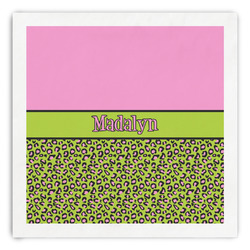 Pink & Lime Green Leopard Paper Dinner Napkins (Personalized)