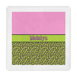 Pink & Lime Green Leopard Standard Decorative Napkins (Personalized)