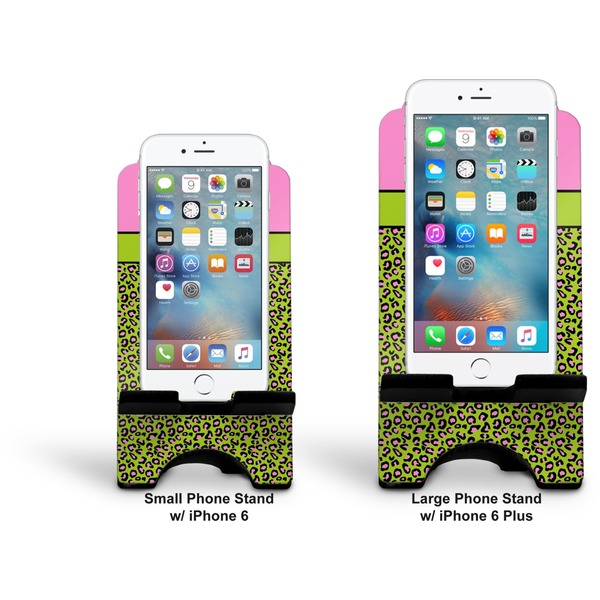 Pink & Lime Green Leopard Stylized Phone Stand - Comparison