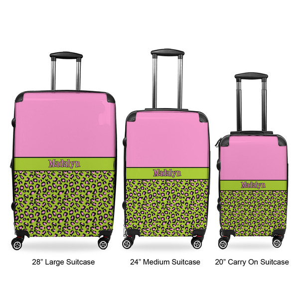 Pink & Lime Green Leopard Suitcase Set 1 - APPROVAL