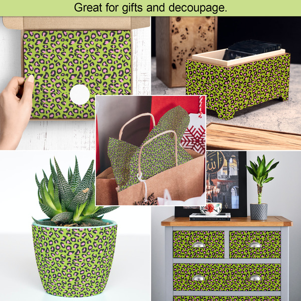 Pink & Lime Green Leopard Tissue Paper - In Use Collage