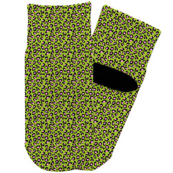 Pink & Lime Green Leopard Toddler Ankle Socks
