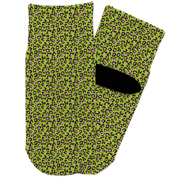Custom Pink & Lime Green Leopard Toddler Ankle Socks