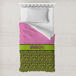 Pink & Lime Green Leopard Toddler Duvet Cover w/ Name or Text