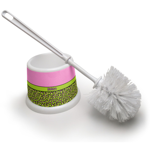Custom Pink & Lime Green Leopard Toilet Brush (Personalized)