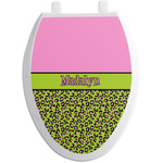 Pink & Lime Green Leopard Toilet Seat Decal - Elongated (Personalized)