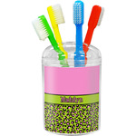 Pink & Lime Green Leopard Toothbrush Holder (Personalized)