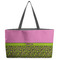 Pink & Lime Green Leopard Beach Totes Bag - w/ Black Handles (Personalized)