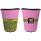 Pink & Lime Green Leopard Trash Can Black - Front and Back - Apvl