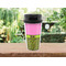 Pink & Lime Green Leopard Travel Mug Lifestyle (Personalized)