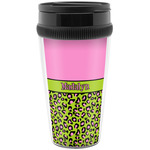 Pink & Lime Green Leopard Acrylic Travel Mug without Handle (Personalized)