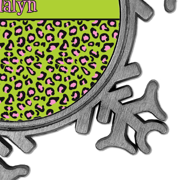 Pink & Lime Green Leopard Vintage Snowflake - Detail