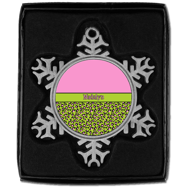 Pink & Lime Green Leopard Vintage Snowflake - In box