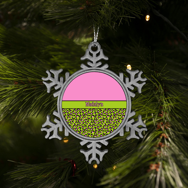 Pink & Lime Green Leopard Vintage Snowflake - (LIFESTYLE)