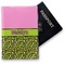 Pink & Lime Green Leopard Vinyl Passport Holder - Front