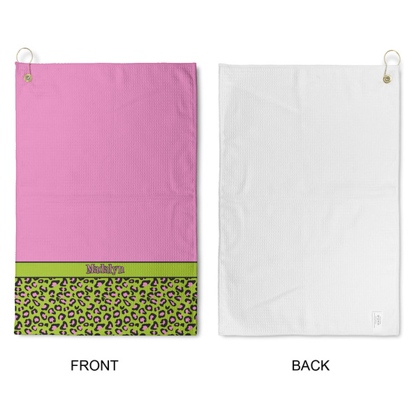 Pink & Lime Green Leopard Waffle Weave Golf Towel - Approval