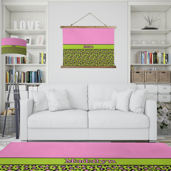 Pink & Lime Green Leopard Wall Hanging Tapestry - IN CONTEXT