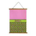 Pink & Lime Green Leopard Wall Hanging Tapestry - Tall (Personalized)
