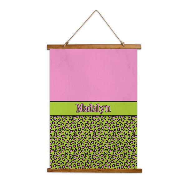 Custom Pink & Lime Green Leopard Wall Hanging Tapestry - Tall (Personalized)