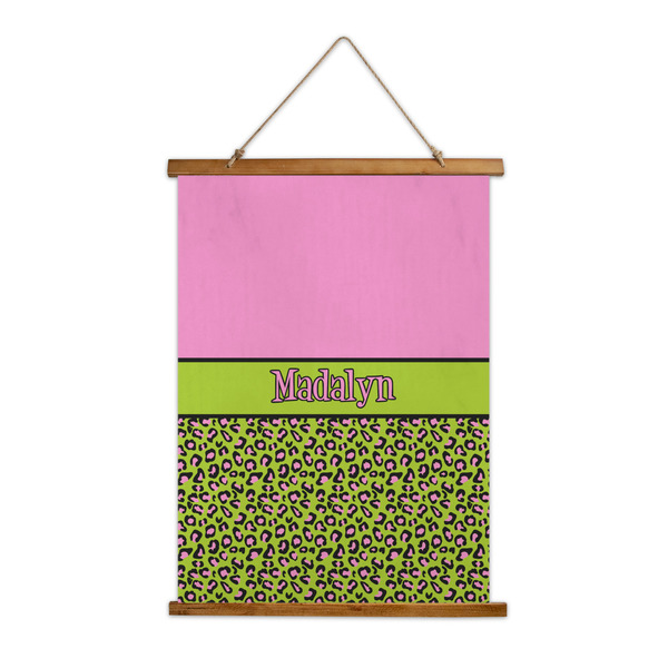 Custom Pink & Lime Green Leopard Wall Hanging Tapestry (Personalized)
