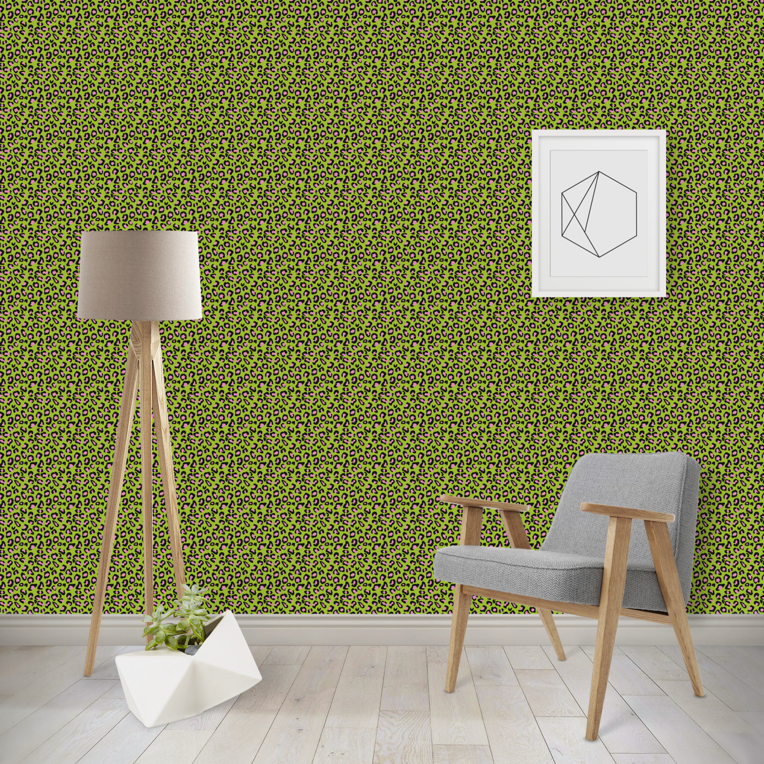 Pink & Lime Green Leopard Wallpaper & Surface Covering - YouCustomizeIt