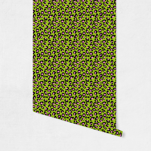 Pink & Lime Green Leopard Wallpaper on Wall
