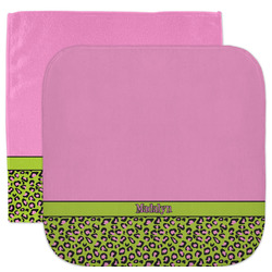 Pink & Lime Green Leopard Facecloth / Wash Cloth (Personalized)