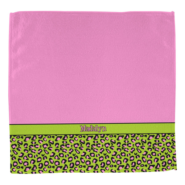 Pink & Lime Green Leopard Washcloth - Front - No Soap