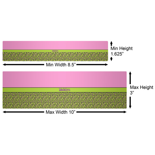 Pink & Lime Green Leopard Water Bottle Labels w/ Dimensions