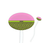 Pink & Lime Green Leopard Oval Plastic Stir Sticks (Personalized)