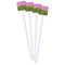 Pink & Lime Green Leopard White Plastic Stir Stick - Single Sided - Square - Front