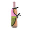 Pink & Lime Green Leopard Wine Bottle Apron - DETAIL WITH CLIP ON NECK
