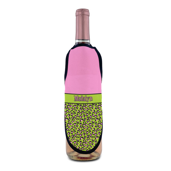 Pink & Lime Green Leopard Wine Bottle Apron - IN CONTEXT