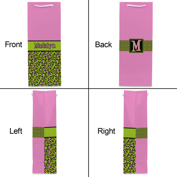 Pink & Lime Green Leopard Wine Gift Bag - Gloss - Approval