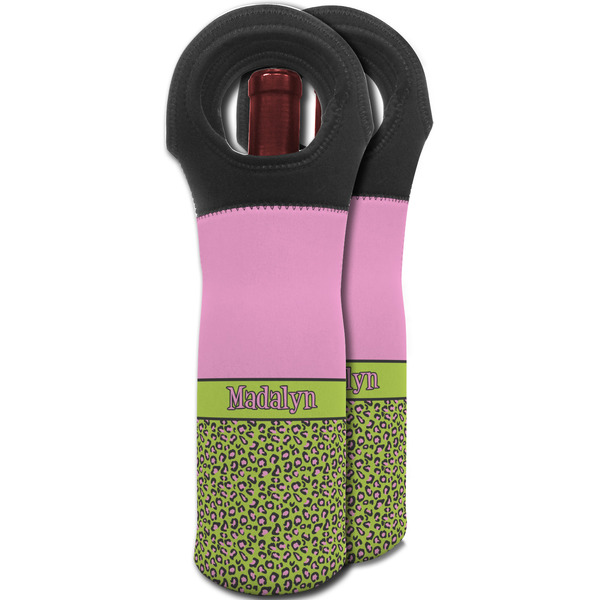 Pink & Lime Green Leopard Wine Tote Bag - MAIN