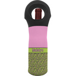 Pink & Lime Green Leopard Wine Tote Bag w/ Name or Text
