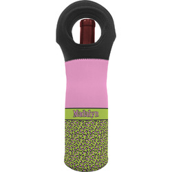 Pink & Lime Green Leopard Wine Tote Bag w/ Name or Text
