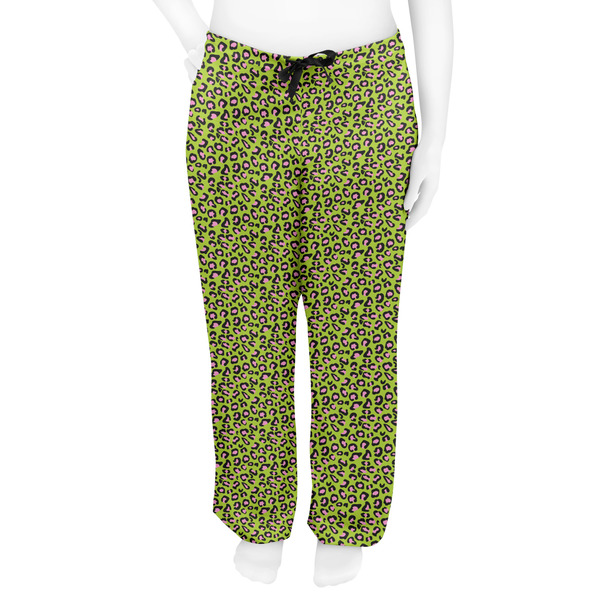 Pink & Lime Green Leopard Women's Pj on model - Front