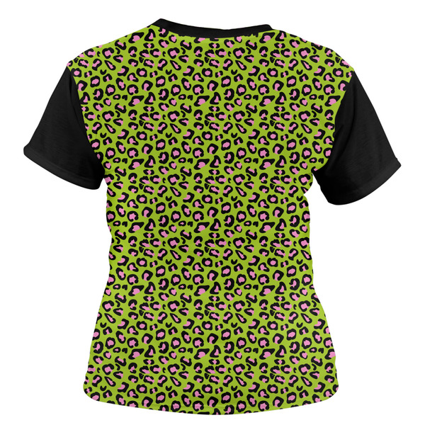 Pink & Lime Green Leopard Women's T-shirt Back