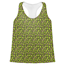 Pink & Lime Green Leopard Womens Racerback Tank Top - X Small