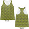 Pink & Lime Green Leopard Womens Racerback Tank Tops - Medium - Front and Back