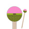 Pink & Lime Green Leopard Wooden 6" Food Pick - Round - Closeup