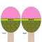 Pink & Lime Green Leopard Wooden Food Pick - Oval - Double Sided - Front & Back