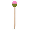 Pink & Lime Green Leopard Wooden Food Pick - Oval - Single Pick