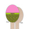 Pink & Lime Green Leopard Wooden Food Pick - Oval - Single Sided - Front & Back