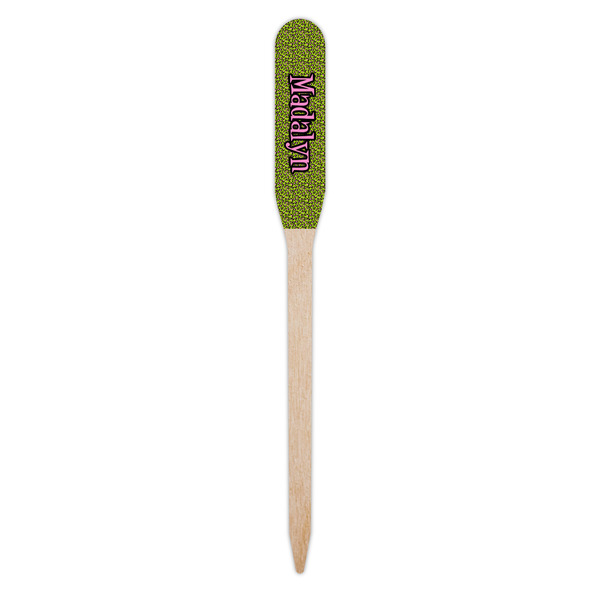 Pink & Lime Green Leopard Wooden Food Pick - Paddle - Single Pick